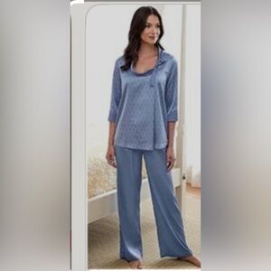 Downton Abbey by Pajamagram Pajama Set Sz Small Blue Silky Loungewear Never Worn